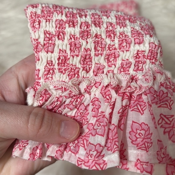 Billabong Light Flaws Floral Eyes On You Ruffle Skirt Smocked Pink White Size S - Picture 6 of 12